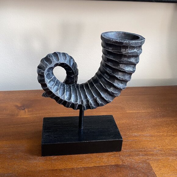 Handmade Black Wooden Spiral Horn - Viking / Skyrim Style - Picture 3 of 9